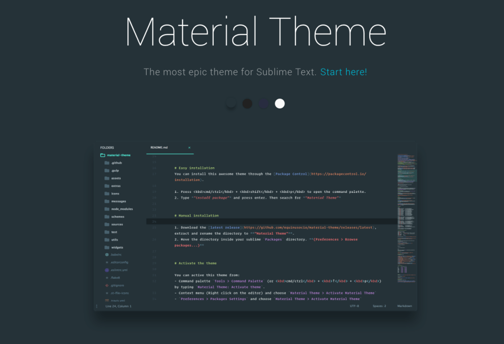 2 Material Theme - Os 10 melhores Temas (themes) que vão simplesmente turbinar a interface do Sublime Text 3 em 2020.
