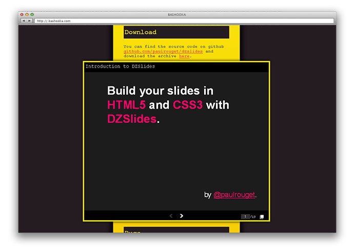 dzslide 9 - Lista Top 10 com plugins para criar fantásticas apresentações utilizando apenas HTML 5 e CSS