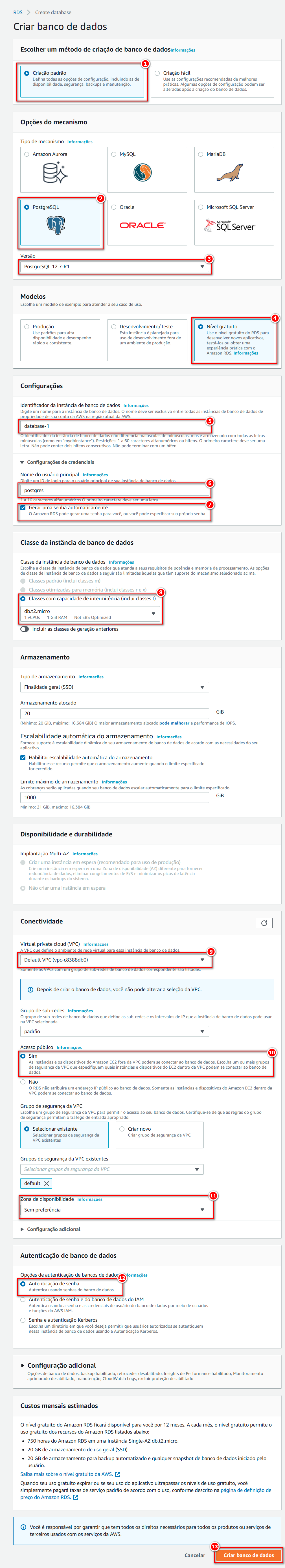 trabalhando com postgresql na aws crie sua primeira instancia 006 - Crie um banco de dados PostgreSql na AWS e conecte-se a ele