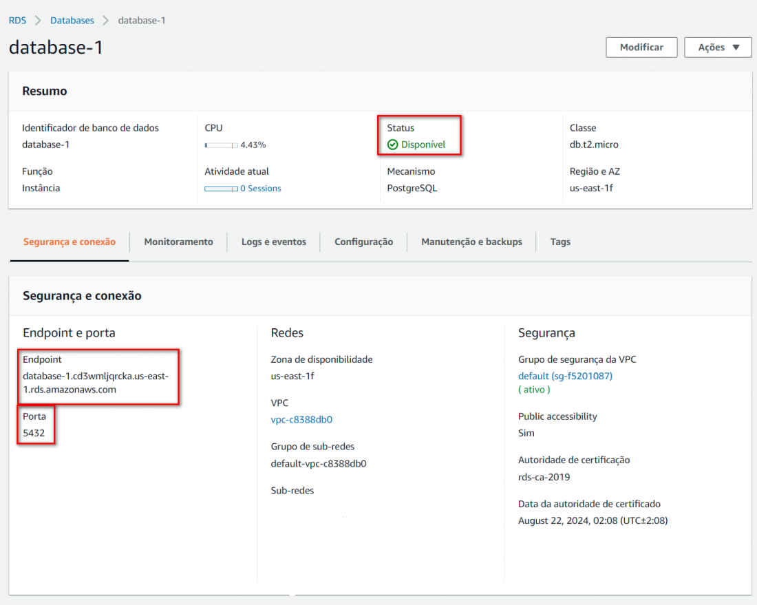 trabalhando com postgresql na aws crie sua primeira instancia 008 1100x879 - Crie um banco de dados PostgreSql na AWS e conecte-se a ele